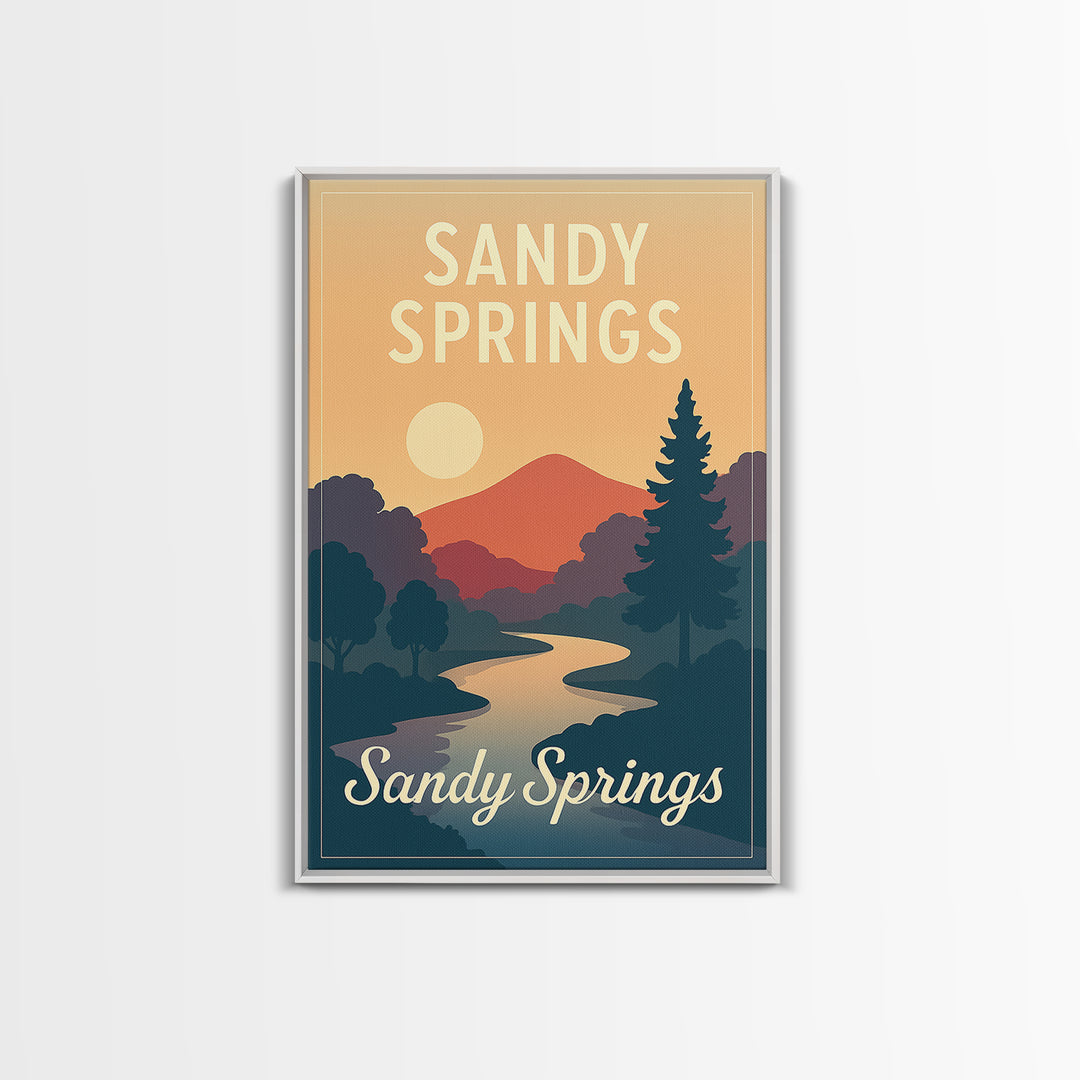 Sandy Springs Georgia Travel Poster, Canvas Print, Mid Century City Wall Art, Sandy Springs Travel Art, Travel Wall Decor, Travel Art Print