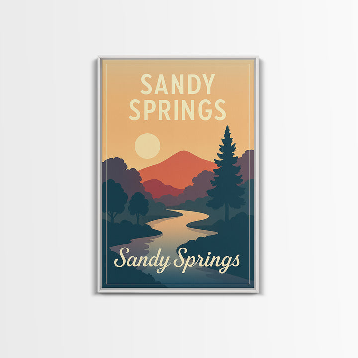 Sandy Springs Georgia Travel Poster, Canvas Print, Mid Century City Wall Art, Sandy Springs Travel Art, Travel Wall Decor, Travel Art Print