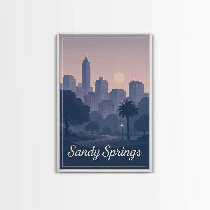 Sandy Springs Travel Poster, Framed Canvas Print, Classic Travel Poster Art, Sandy Springs Travel Art, City Art Print, Travel Poster Art