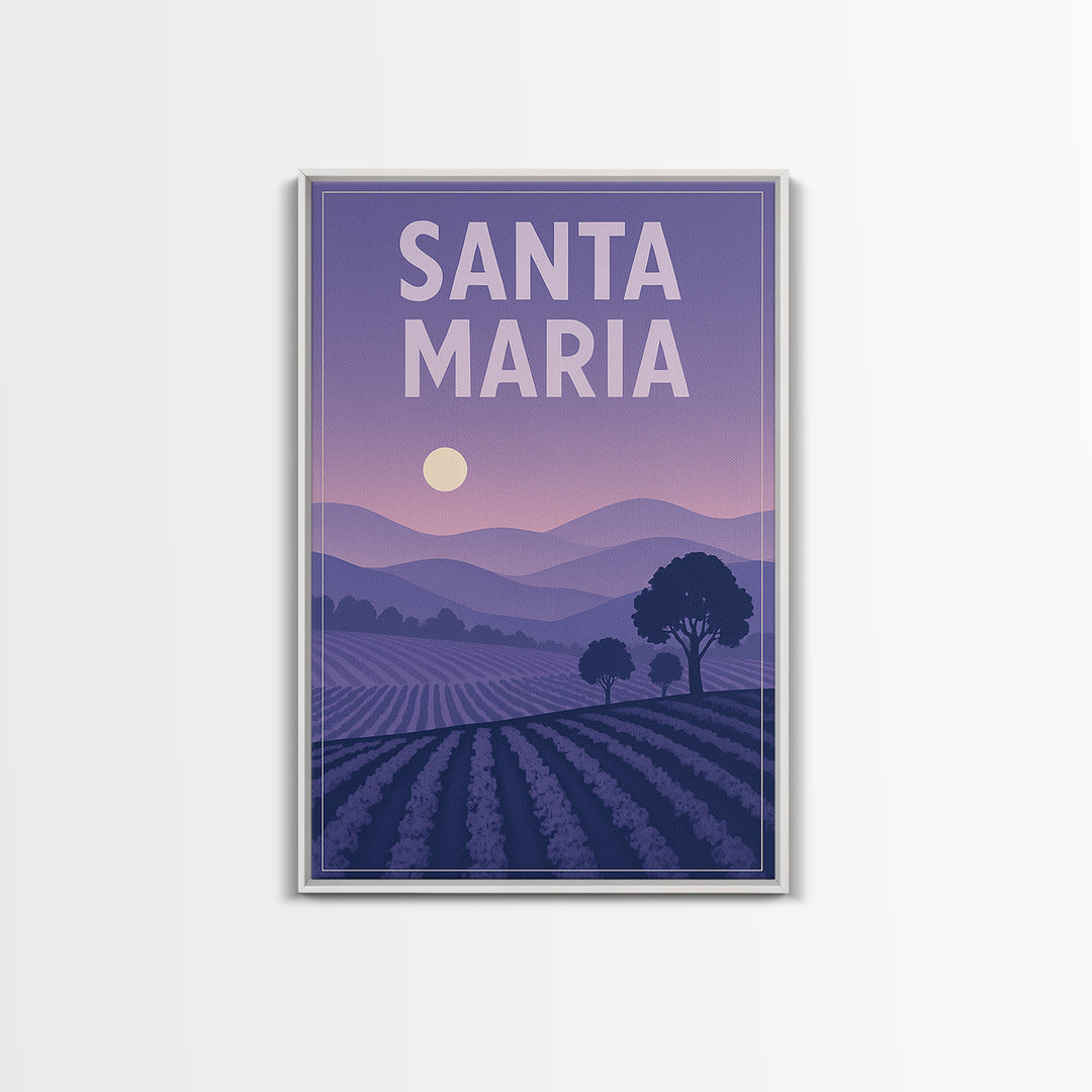 Santa Maria California Travel Poster, Canvas Print, Mid Century City Wall Art, Santa Maria Travel Art, City Illustration, Wall Decor