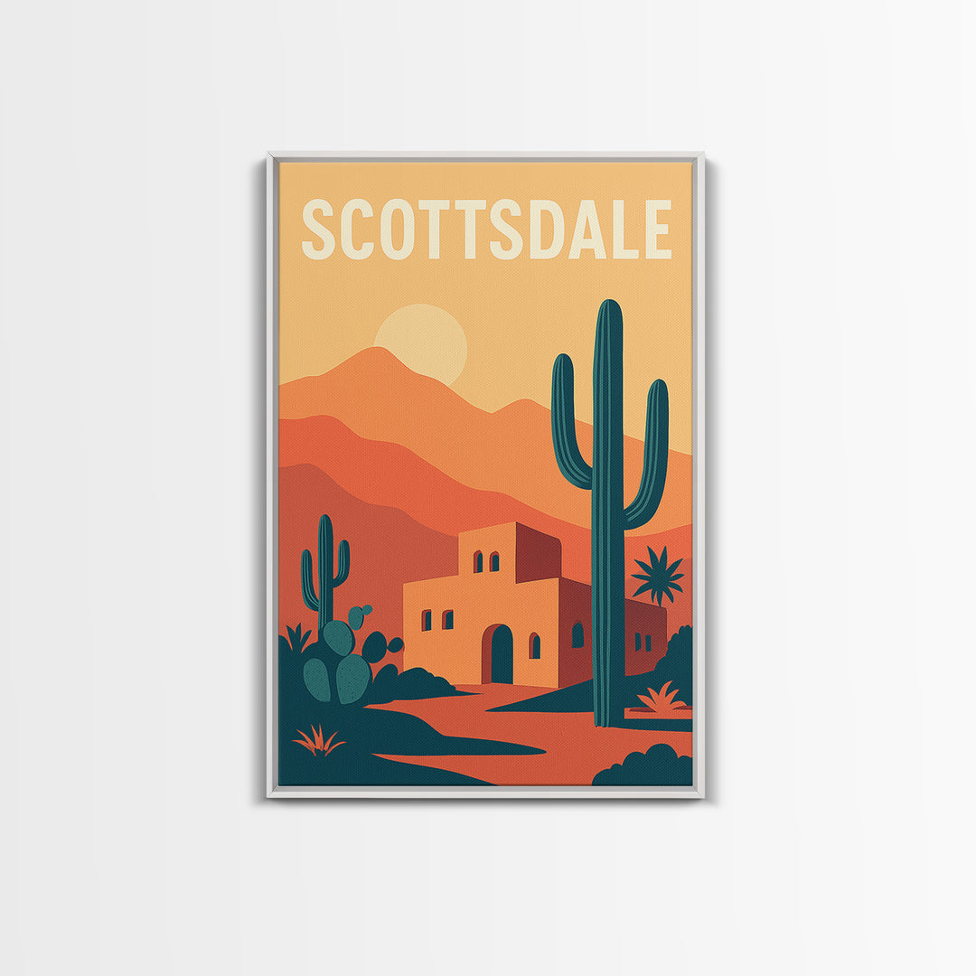 Scottsdale Travel Poster, Canvas Print, Vintage Travel Poster Art, Scottsdale Poster Print, Vintage City Poster, Fine Art Print