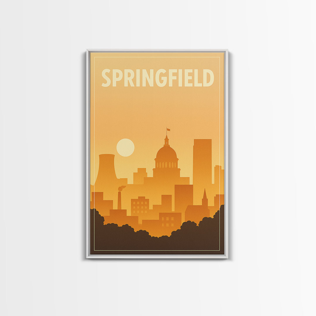 Sprinfield Travel Poster, Canvas Print, Classic Travel Poster Art, Sprinfield Wall Art, City Illustration, Vintage Travel Art, Wall Art