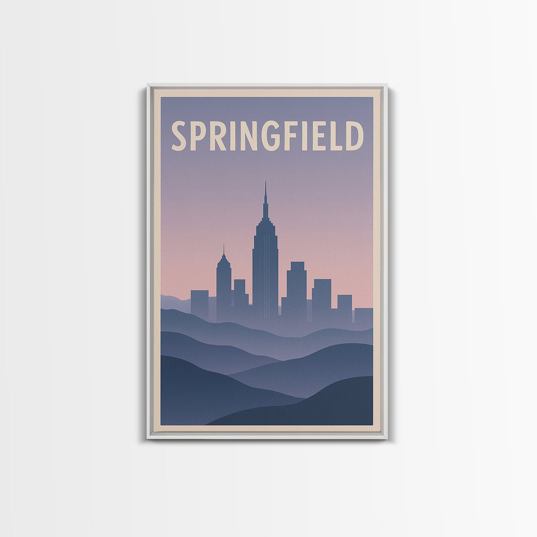 Springfield Travel Poster, Canvas Print, Mid Century City Wall Art, Springfield City Art, Retro Travel Print, City Travel Prints