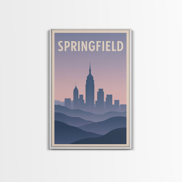 Springfield Travel Poster, Canvas Print, Mid Century City Wall Art, Springfield City Art, Retro Travel Print, City Travel Prints