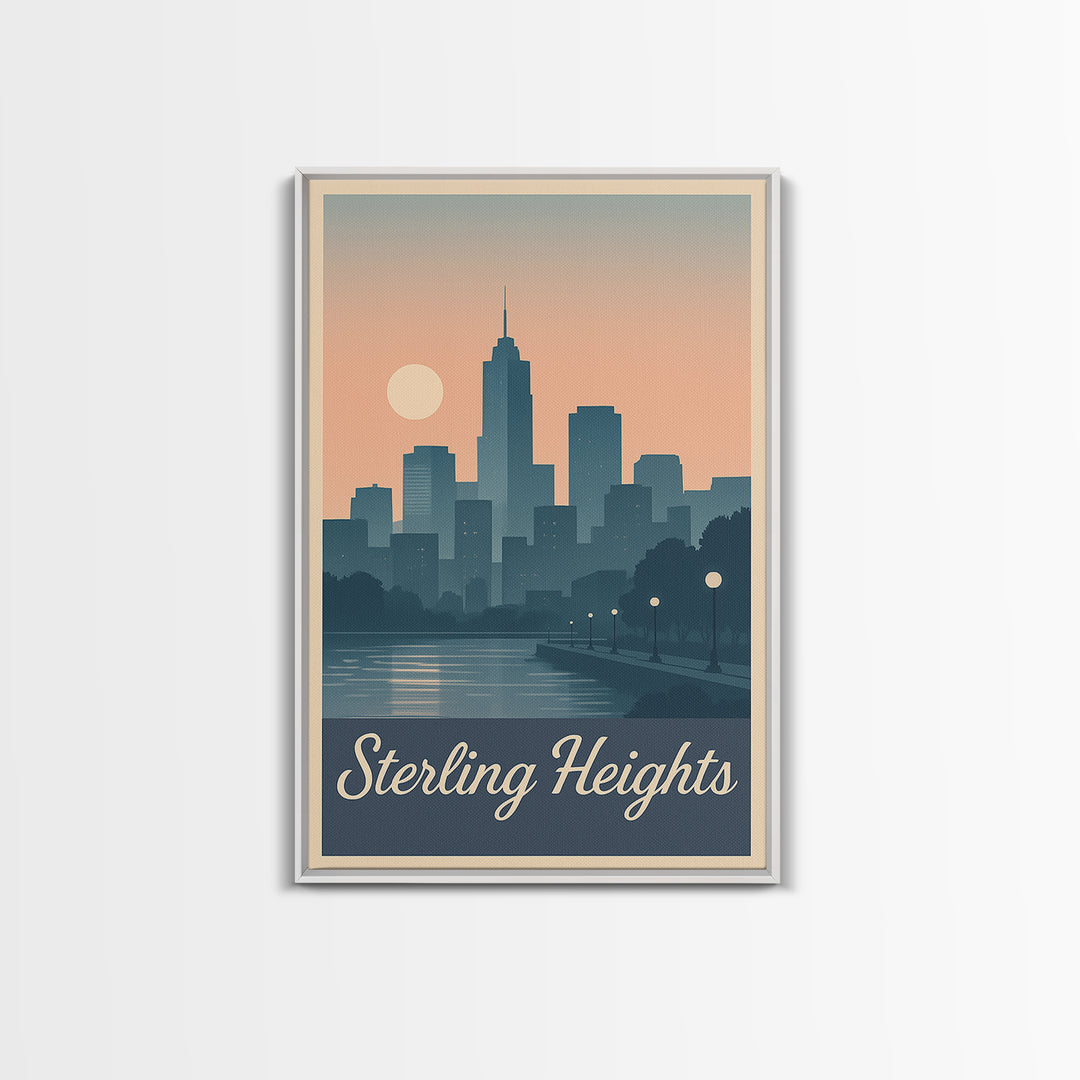 Sterling Heights Travel Poster, Canvas Print, Vintage Travel Poster Art, Sterling Heights Art Print, Travel Art Print, Gift For Travelers