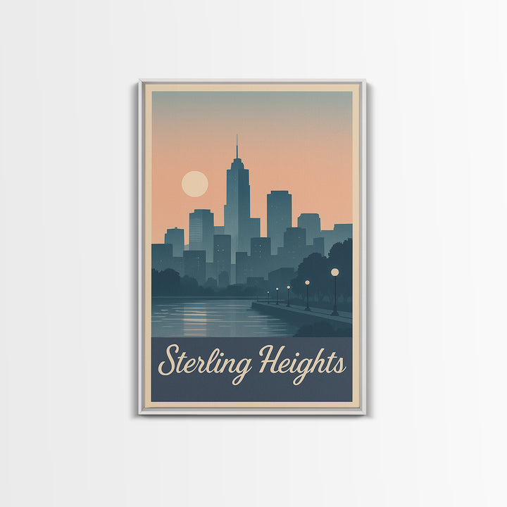 Sterling Heights Travel Poster, Canvas Print, Vintage Travel Poster Art, Sterling Heights Art Print, Travel Art Print, Gift For Travelers