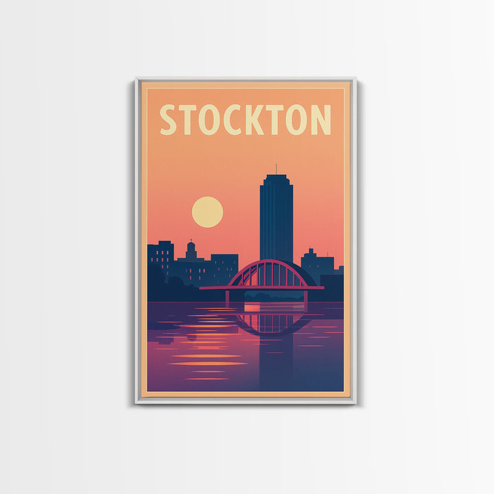 Stockton Travel Poster, Canvas Print, Vintage Travel Poster Art, Stockton Wall Art, City Art Print, Travel Art Print, Vintage Travel Art