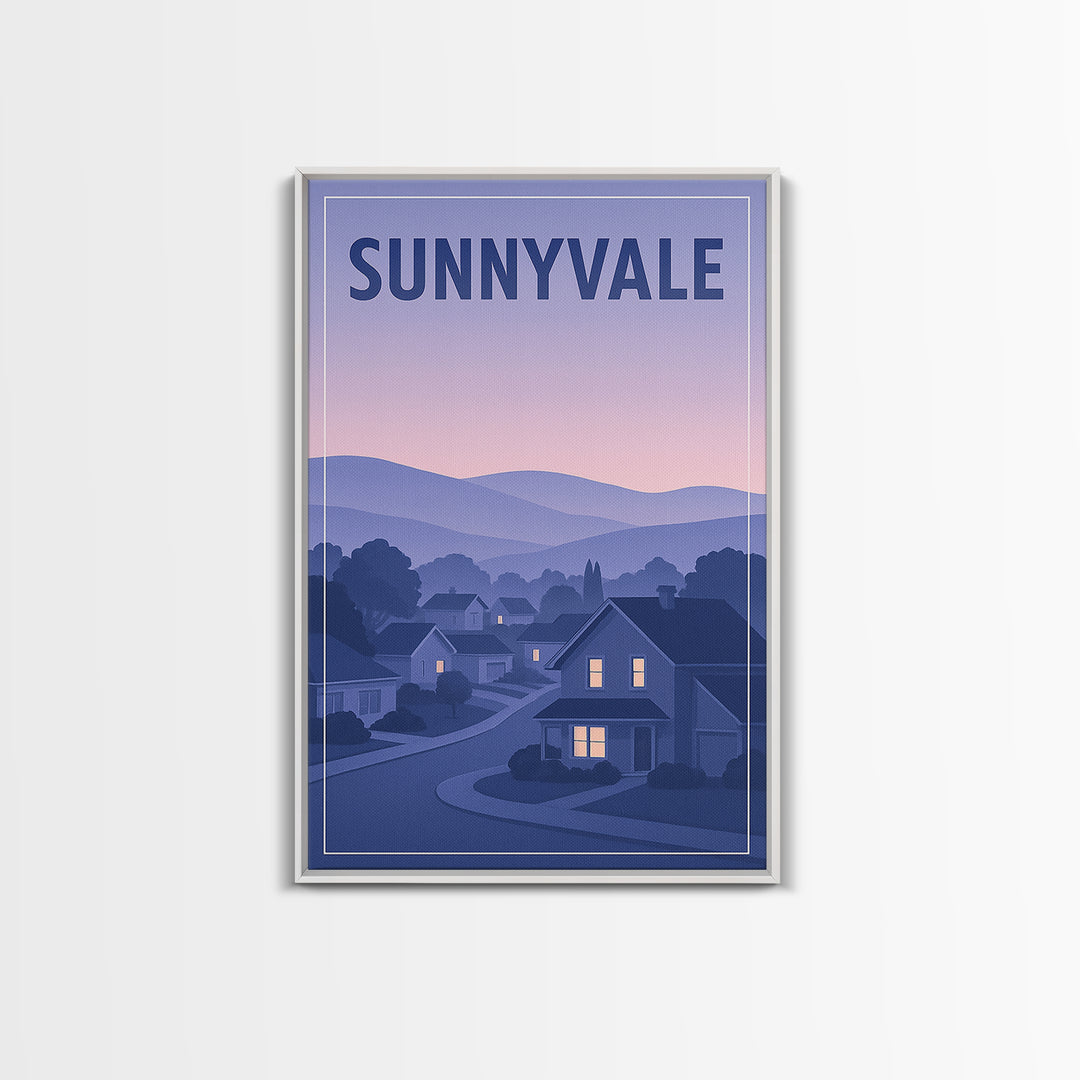 Sunnyvale California Travel Poster, Canvas Print, Retro Sunset Skyline Art, Sunnyvale Travel Art, Poster Art, Wall Decor, Poster Print