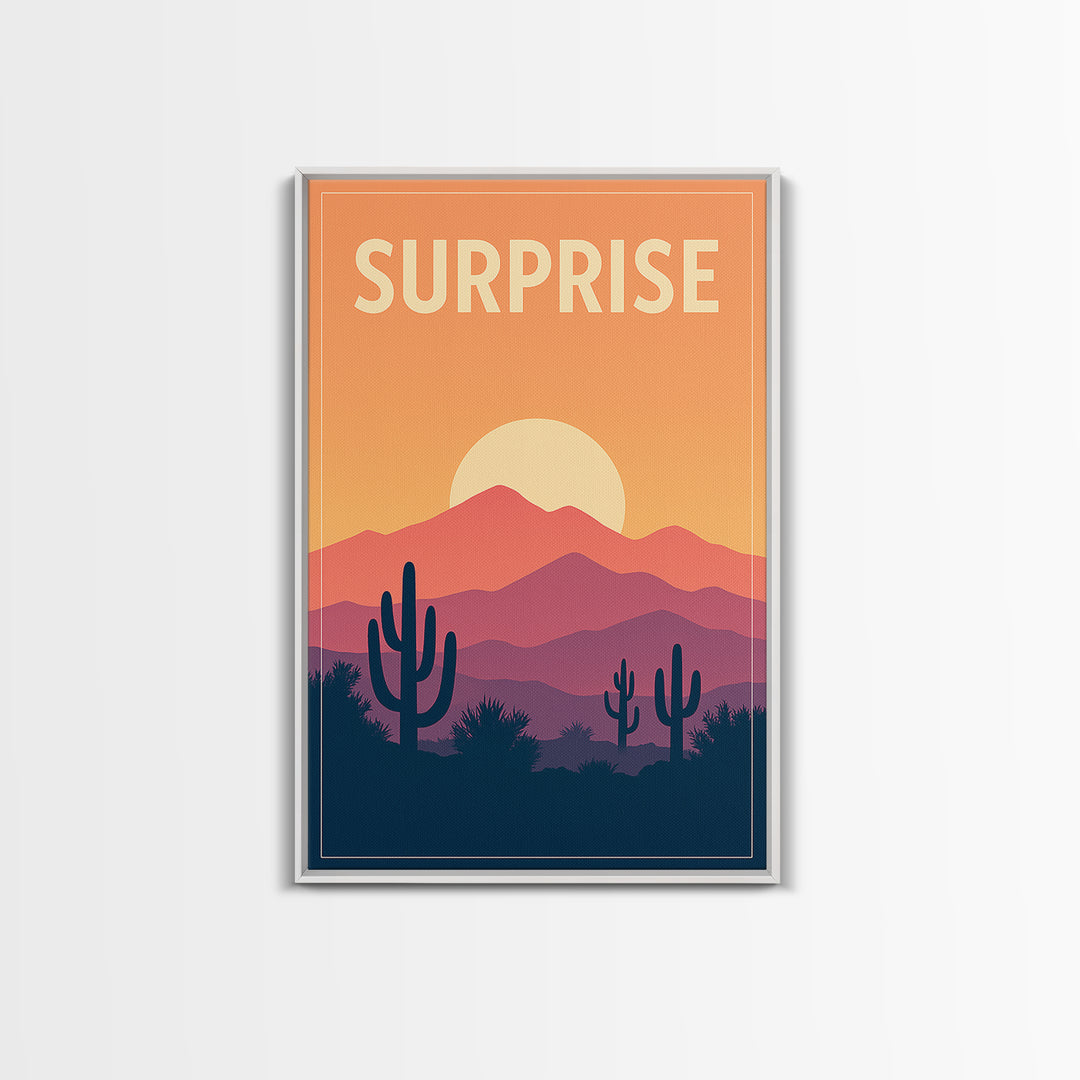 Surprise Travel Poster, Canvas Print, Classic Travel Poster Art, Surprise Art Print, Wanderlust Decor, Travel Art Print, Modern Wall Decor