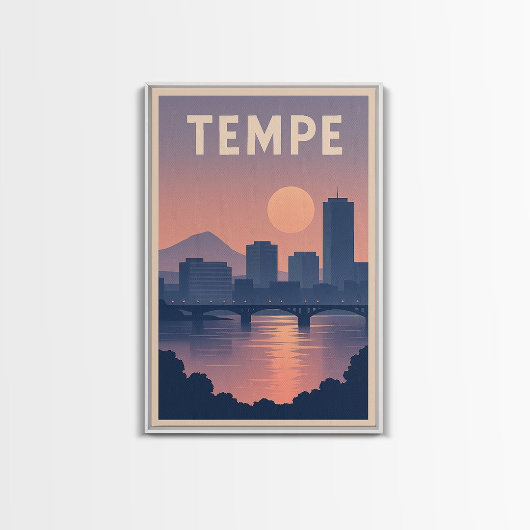 Tempe Arizona Travel Poster, Canvas Print, Mid Century City Wall Art, Tempe Travel Art, Travel Wall Art, City Poster, Gift For Travelers