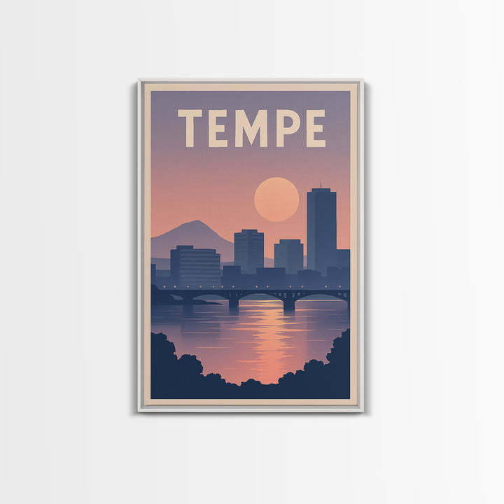 Tempe Arizona Travel Poster, Canvas Print, Mid Century City Wall Art, Tempe Travel Art, Travel Wall Art, City Poster, Gift For Travelers