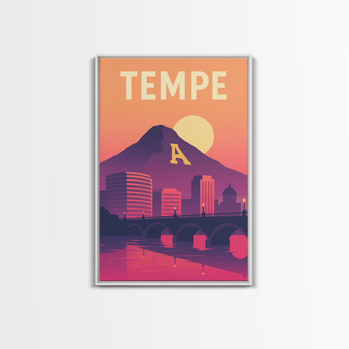 Tempe Travel Poster, Canvas Print, Vintage Travel Poster Art, Tempe Travel Art, Vintage City Art, Vintage Travel Print, City Art Print