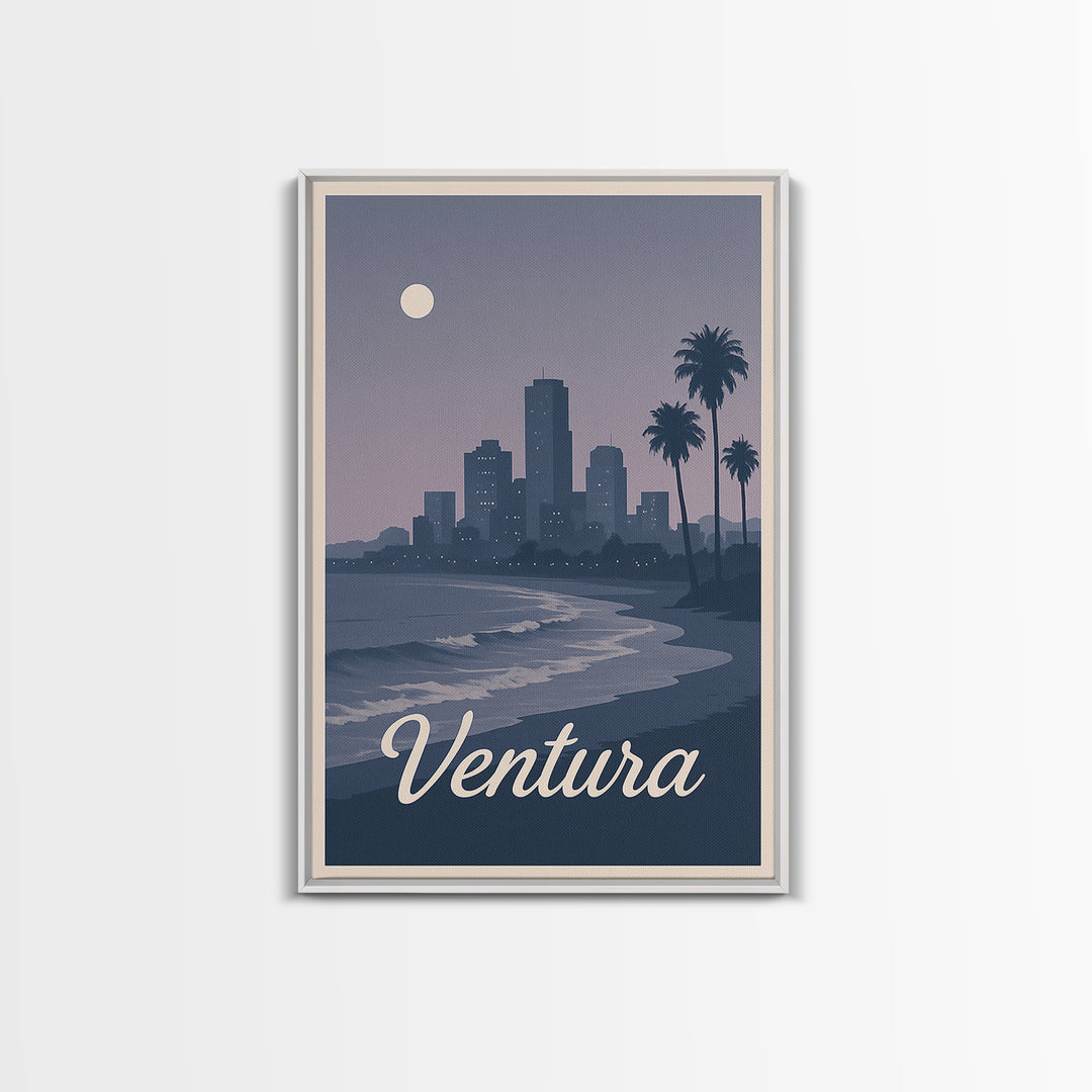 Ventura Travel Poster, Framed Canvas Print, Classic Travel Poster Art, Ventura City Art, Vintage Travel Art, Vintage Travel Print