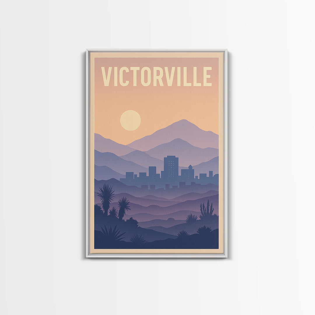 Victorville California Travel Poster, Canvas Print, Mid Century City Wall Art, Victorville Travel Art, Travel Poster Art, Watercolor Skyline