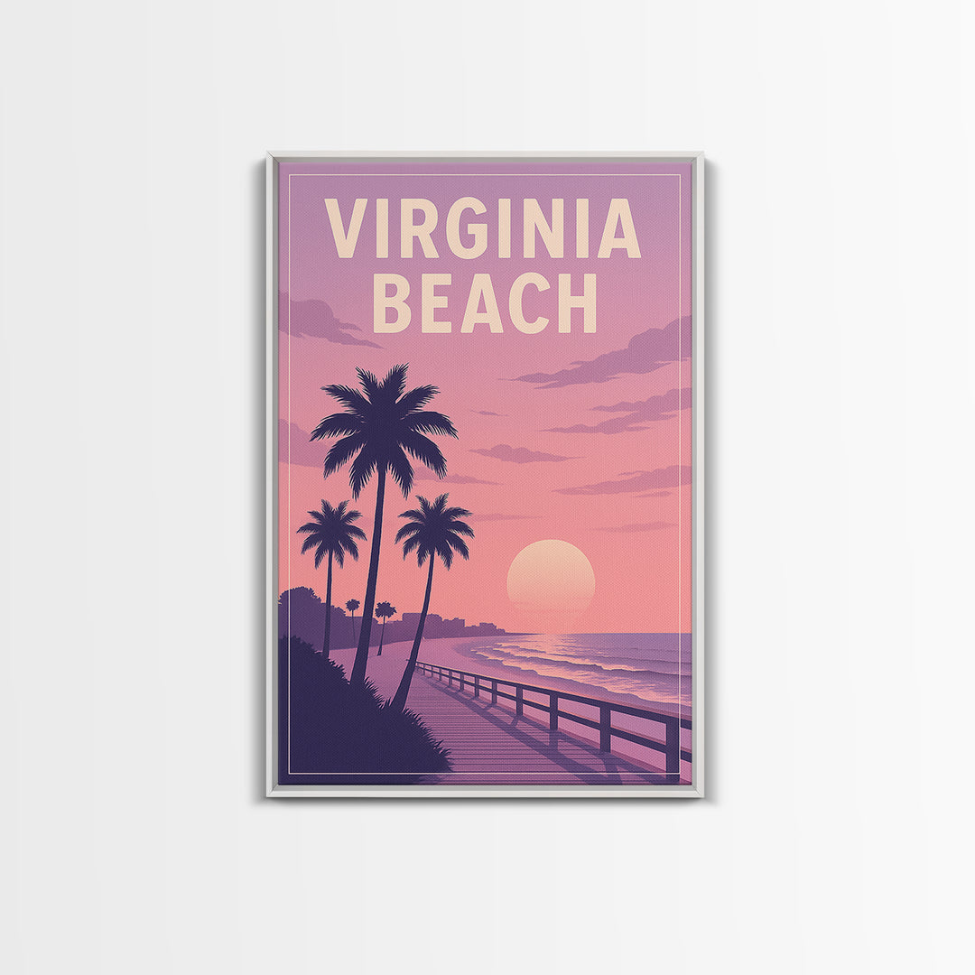 Virginia Beach Virginia Travel Poster, Canvas Print, Classic Travel Poster Art, Virginia Beach City Art, City Illustration, Fine Art Print