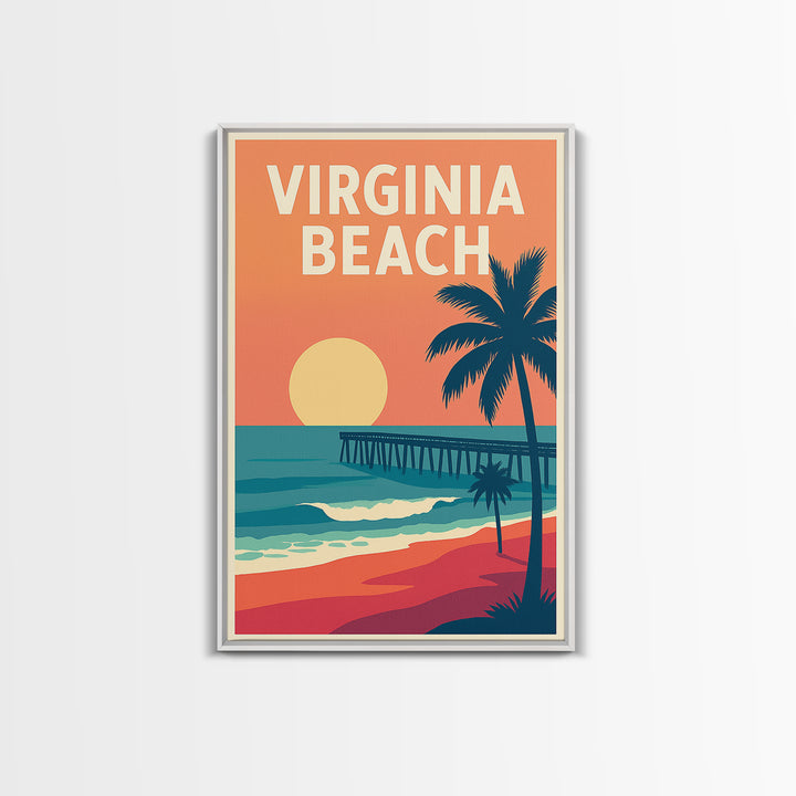 Virginia Beach Travel Poster, Canvas Print, Mid Century City Wall Art, Virginia Beach Art Print, Modern Wall Decor, Fine Art Print