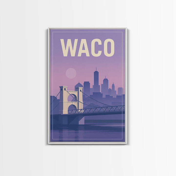 Waco Texas Travel Poster, Canvas Print, Mid Century City Wall Art, Waco City Art, Travel Wall Art, Gift For Travelers, Travel Art Print