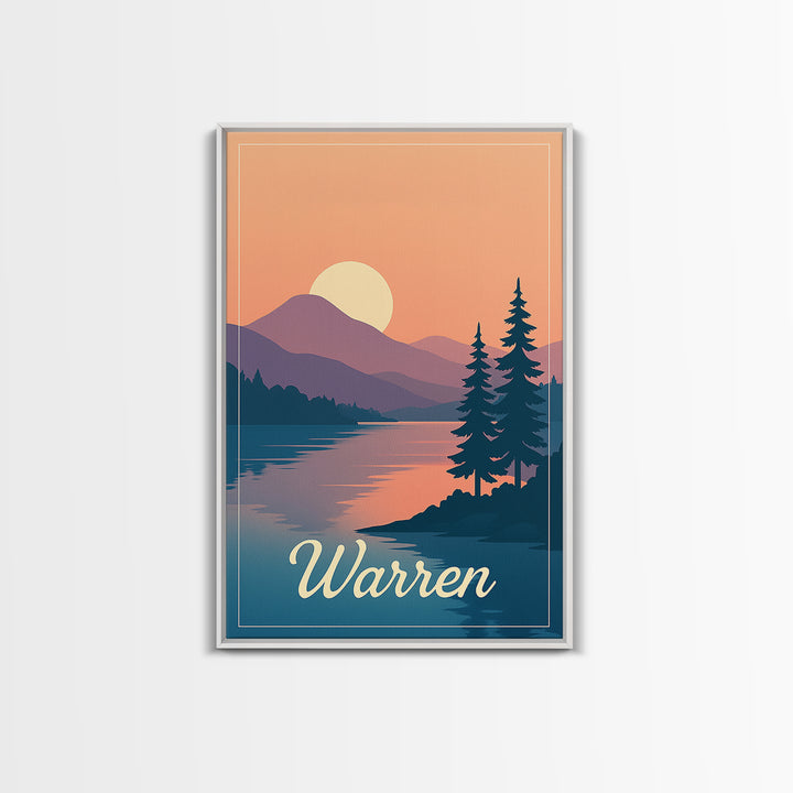 Warren Michigan Travel Poster, Framed Canvas Print, Mid Century City Wall Art, Warren City Art, Mid Century Wall Art, Vintage Travel Print