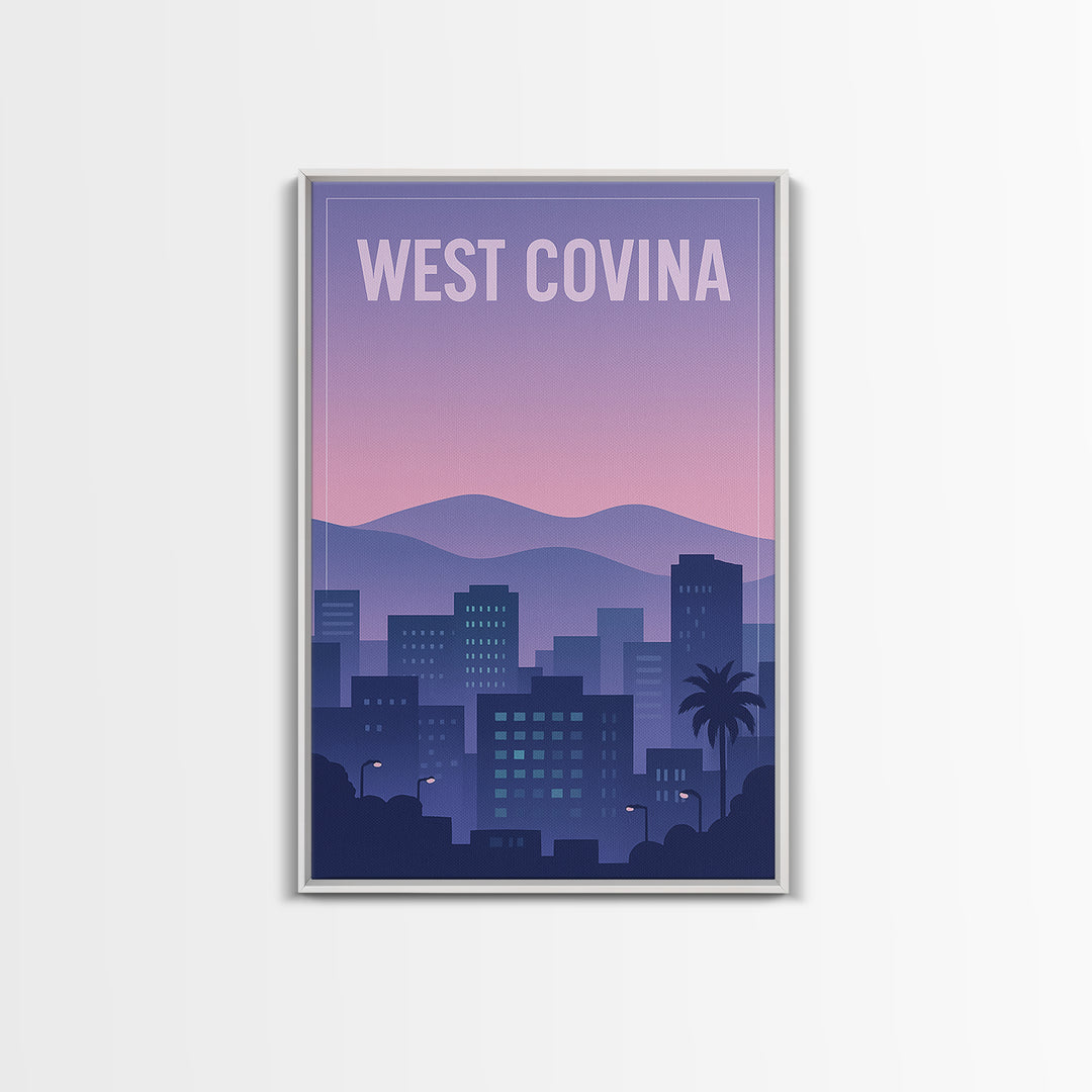 West Covina California Travel Poster, Canvas Print, Vintage Poster Art, West Covina Travel Art, City Illustration, Vintage City Poster