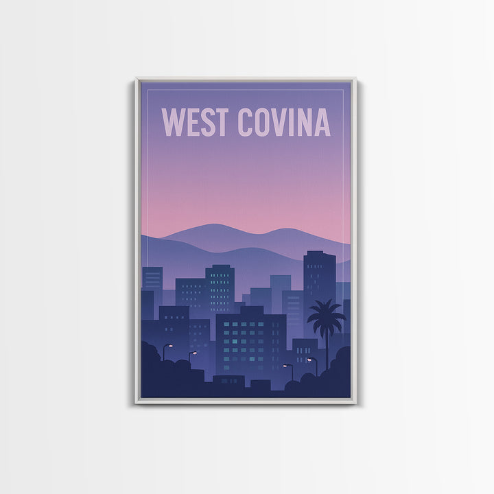 West Covina California Travel Poster, Canvas Print, Vintage Poster Art, West Covina Travel Art, City Illustration, Vintage City Poster