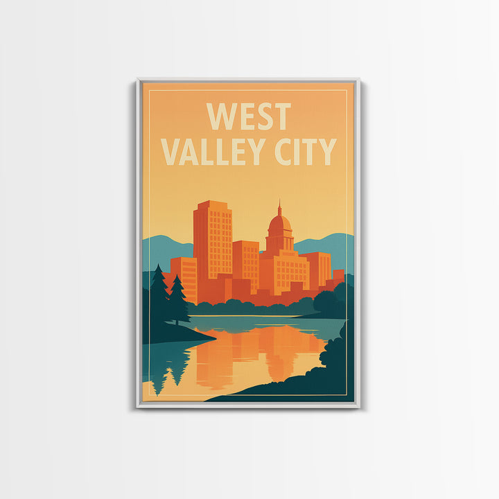 West Valley City Travel Poster, Framed Canvas Print, Classic Travel Poster Art, West Valley City Poster Print, Vintage City Poster