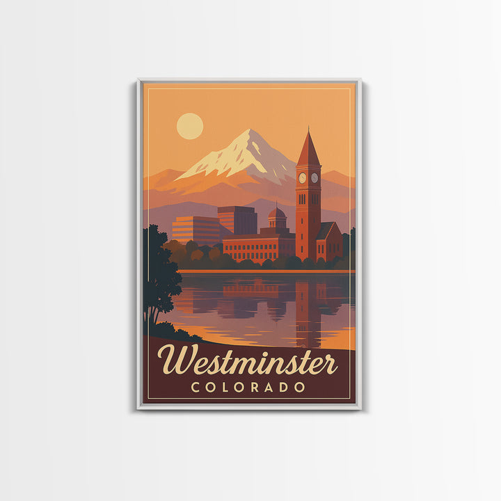 Westminster Colorado Travel Poster, Canvas Print, Retro Sunset Skyline Art, Westminster Poster Print, Travel Art Print, Art Print, Wall Art