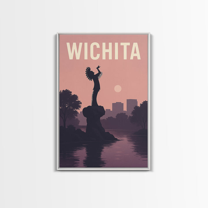 Wichita Kansas Travel Poster, Framed Canvas Print, Classic Travel Poster Art, Wichita Poster Print, Travel Poster Art, Travel Wall Decor