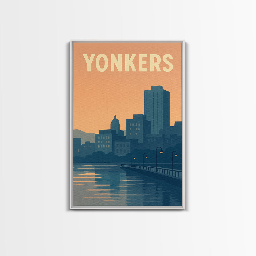 Yonkers New York Travel Poster, Framed Canvas Print, Mid Century City Wall Art, Yonkers Wall Art, Travel Poster Art, Retro Travel Print