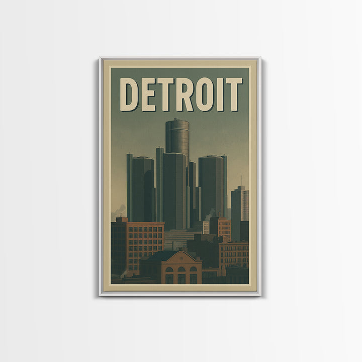 Detroit Travel Poster, Canvas Print, Retro City Wall Art, Detroit Poster Print, Mid Century Wall Art, Gift For Travelers, Travel Wall Decor