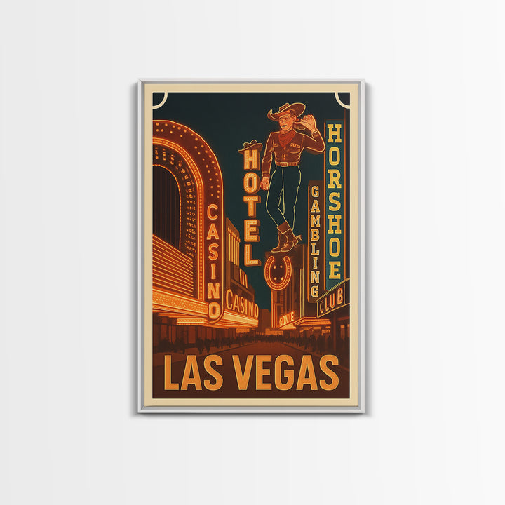 Las Vegas Travel Poster, Canvas Print, Retro City Wall Art, Las Vegas Art Print, Watercolor Downtown Skyline, Travel Art, Wanderlust Decor