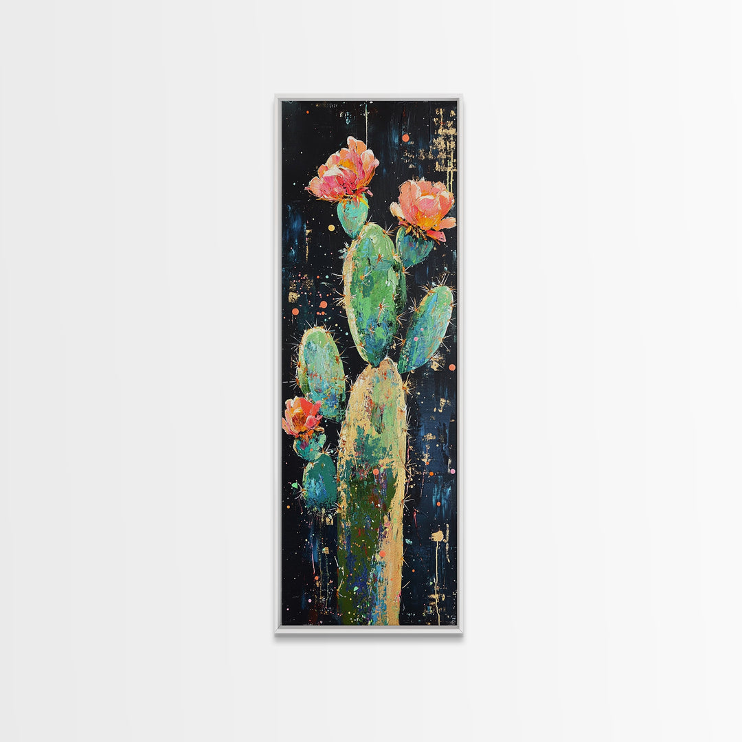 Blooming Cactus Canvas Print pink orange wall art southwest wall art agave painting boho art botanical prints
