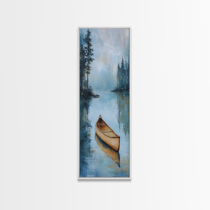 Canoe Painting Framed Canvas Print Lake Tahoe Art Nautical Wall Art Coastal Decor Rustic Art Above Sofa Art Extra Wide Art