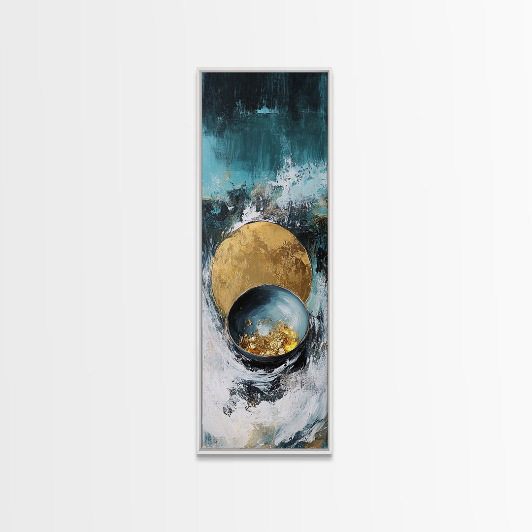 Abstract Gold and Teal Canvas Print Sacred Geometry Wall Art Teal Wall Art Zen Wall Art Moody Art Minimalist Art