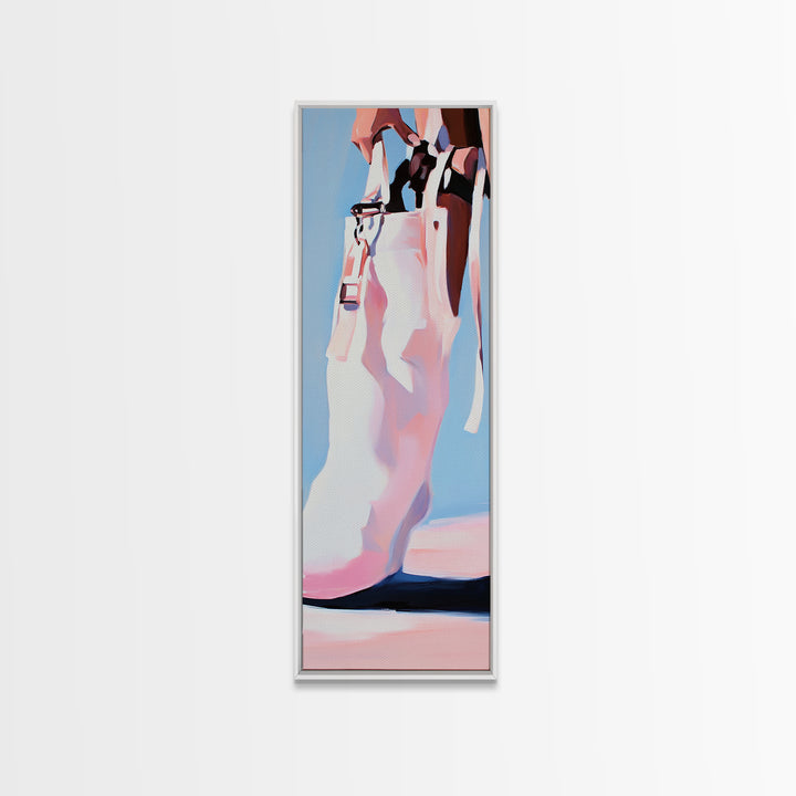 Cowgirl Boot Fashion Canvas Print Black Cowgirl Painting Coastal Cowgirl Wall Art Pink Abstract Art Light Pink Wall Art Gift Idea