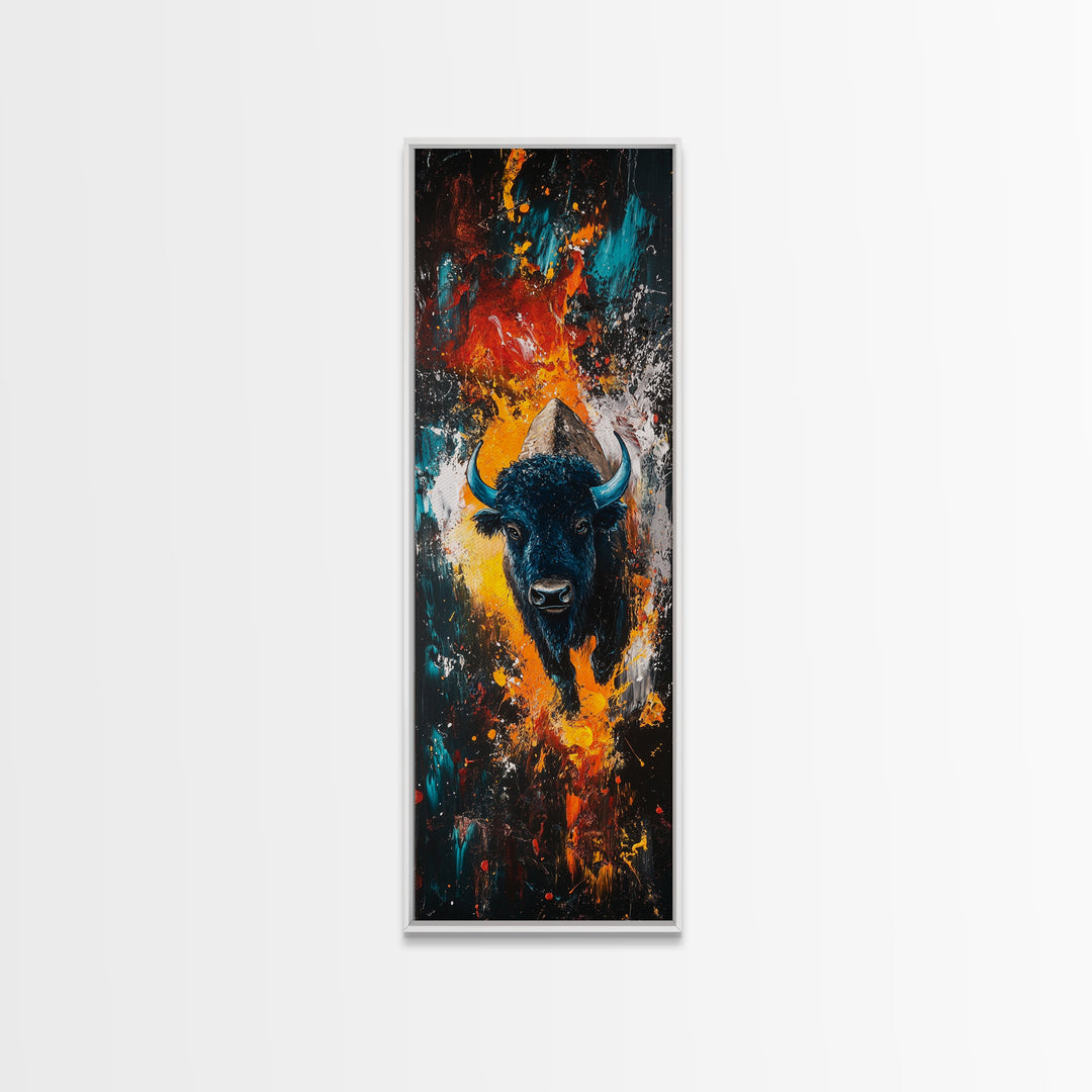Abstract Bison Canvas Print Southwest Wall Art Rustic Decor Tall Narrow Art Living Room Art Vertical Wall Art Gift Idea Him