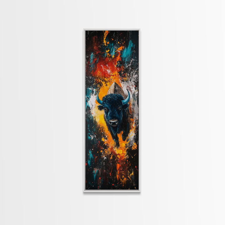 Abstract Bison Canvas Print Southwest Wall Art Rustic Decor Tall Narrow Art Living Room Art Vertical Wall Art Gift Idea Him