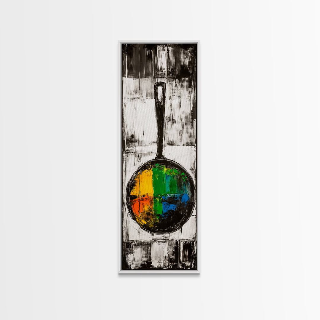 Abstract Frying Pan Painting Framed Canvas Print Kitchen Wall Art Food Review Art Moody Art Rustic Wall Art Wabi Sabi Decor