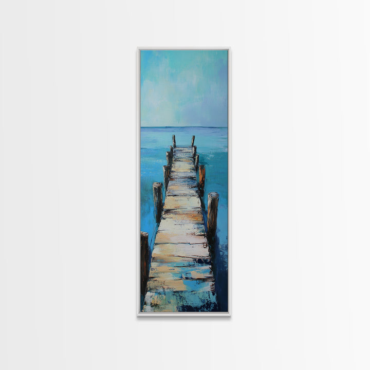 Coastal Dock Painting Framed Canvas Print coastal painting nautical wall art coastal decor seascape painting rustic wall art bedroom art