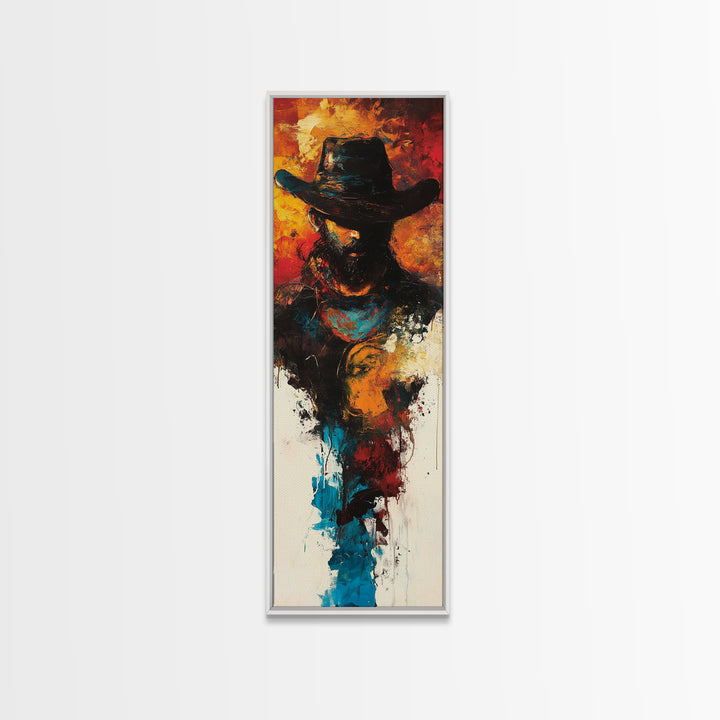 Abstract Cowboy Painting Framed Canvas Print chicano art rustic wall art dark romance painting western decor moody art above couch art