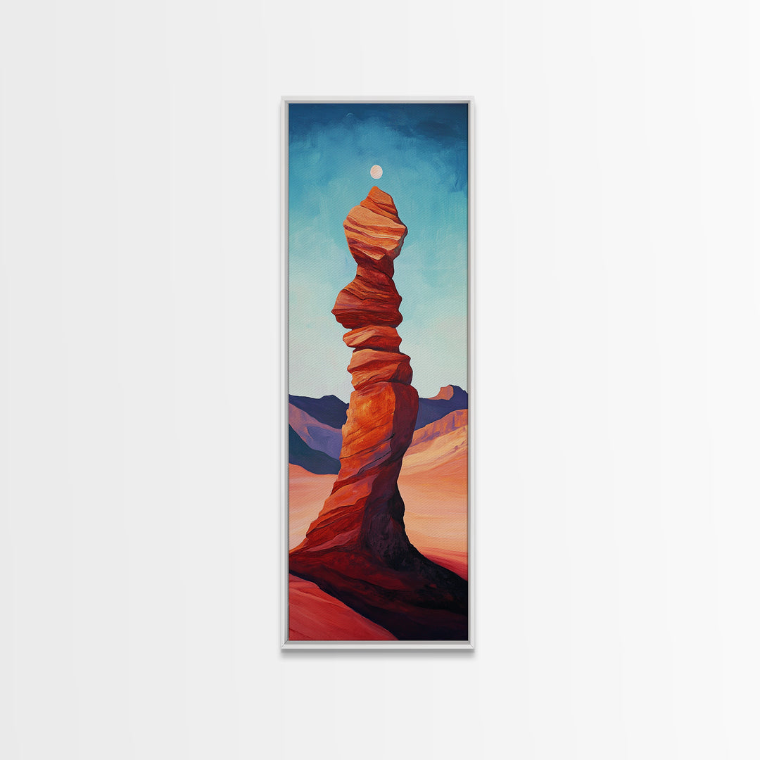 Red Rock Balance Framed Canvas Print, Southwest Wall Art, Joshua Tree Art, Tall Narrow Art, Boho Art, Geometric Wall Art