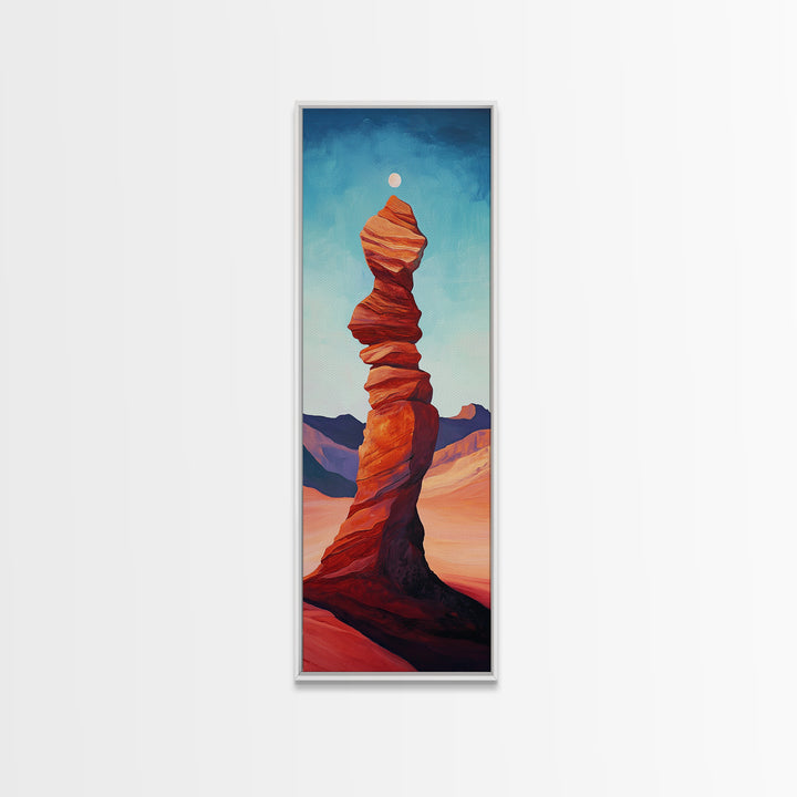 Red Rock Balance Framed Canvas Print, Southwest Wall Art, Joshua Tree Art, Tall Narrow Art, Boho Art, Geometric Wall Art