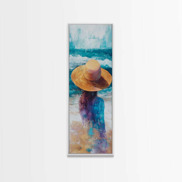 Ocean Breeze Coastal Cowgirl Wall Art Framed Canvas Print Coastal Decor Boho Art Nautical Painting Guest Room Art