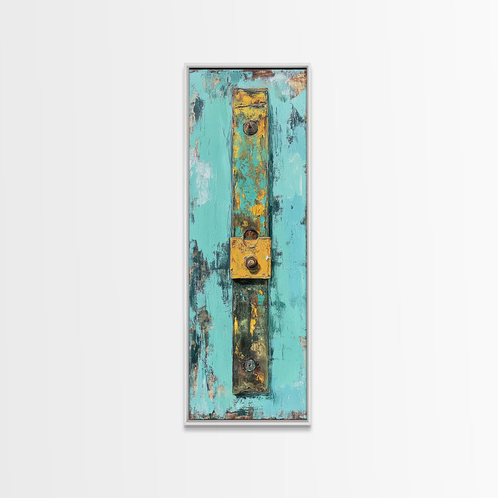 Textured Rustic Art, Canvas Print, Wabi Sabi Wall Art, Teal Wall Art, Abstract Minimalist Art, Tall Narrow Art, Farmhouse Decor