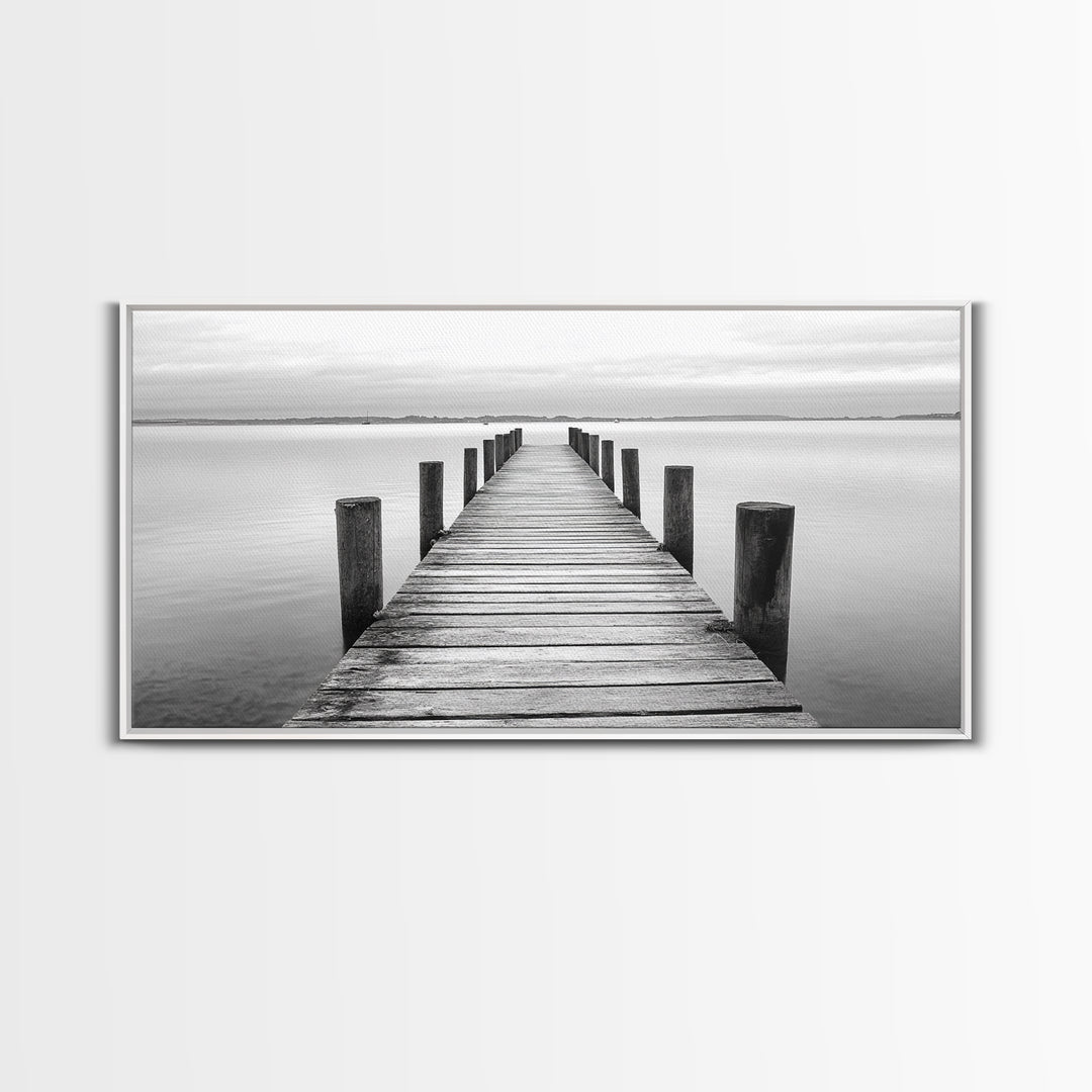 Dock, Nautical Wall Art, Extra Wide Art, Coastal Decor, Moody Art, Minimalist Art, Above Bed Wall Art, Framed Canvas Print
