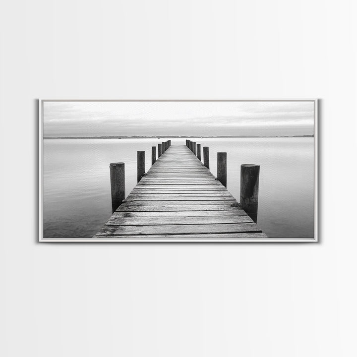 Dock, Nautical Wall Art, Extra Wide Art, Coastal Decor, Moody Art, Minimalist Art, Above Bed Wall Art, Framed Canvas Print