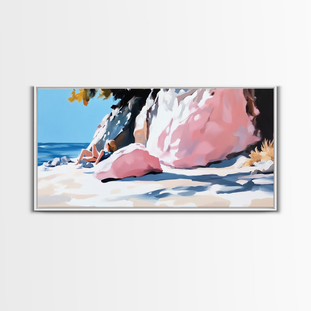 Coastal Landscape Art, Nautical Painting, Beach House Art, Panoramic Art, Seascape Painting, Canvas Print, Minimalist Art, Horizontal Wall Art