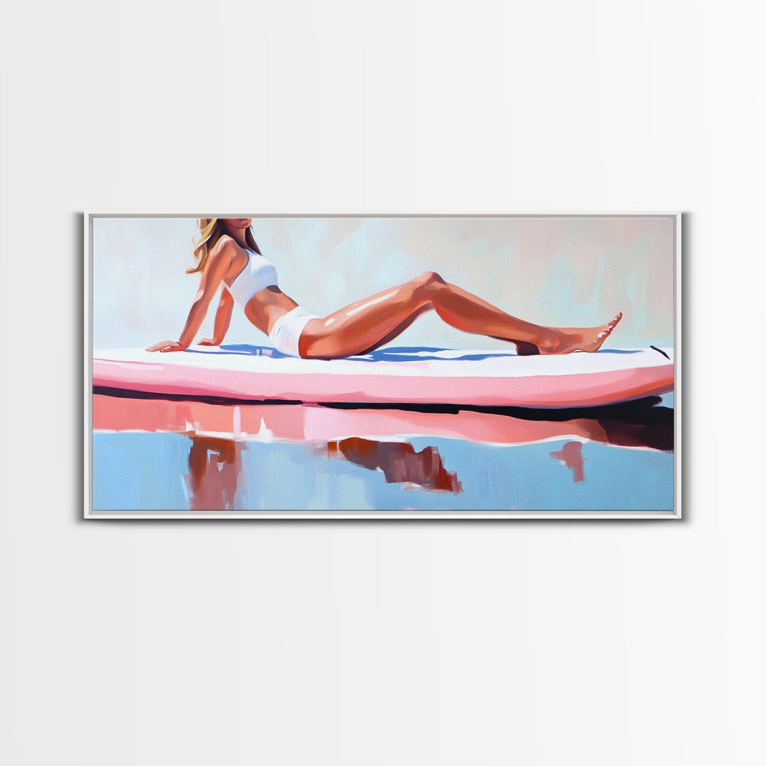 Coastal Woman, coastal wall art, beach painting, pastel art, nautical decor, surf wall art, canvas print