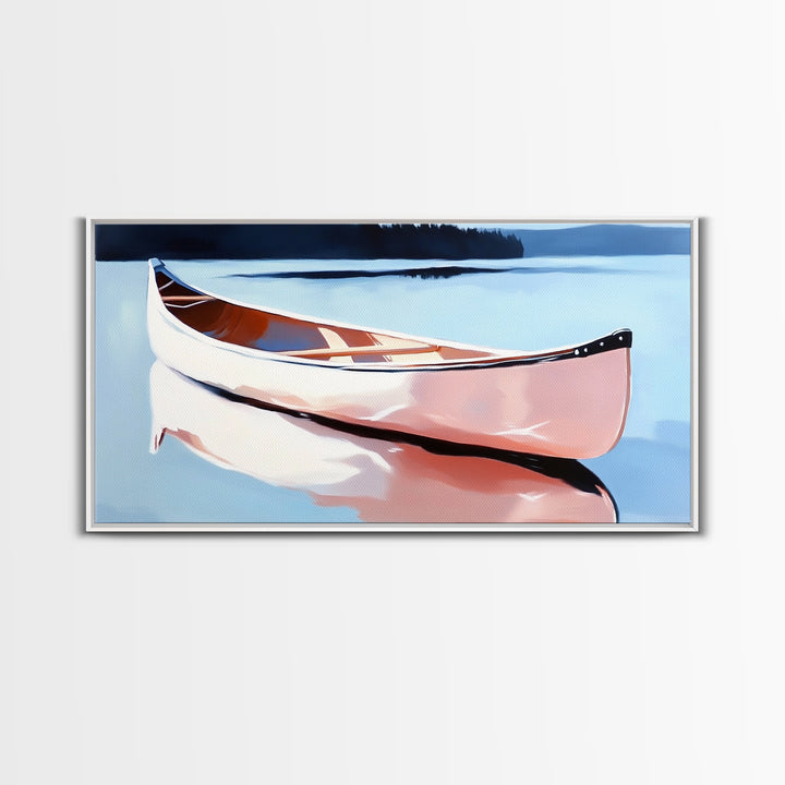 Canoe Lake, nautical wall art, rustic decor, lake Tahoe art, coastal landscape art, panoramic painting, canvas print