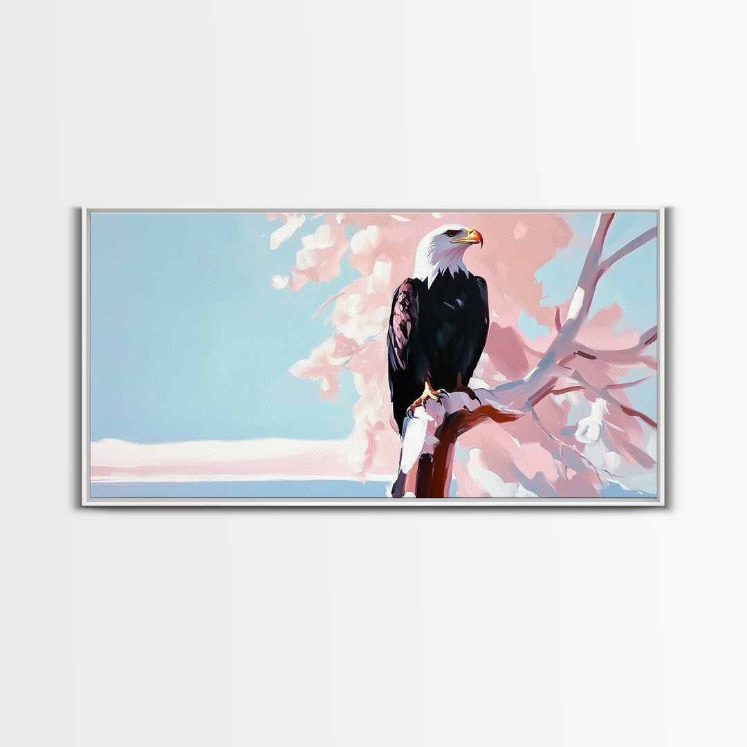 Bald Eagle, bird art, patriotic painting, wildlife painting, cherry blossom painting, vintage Christmas, canvas print