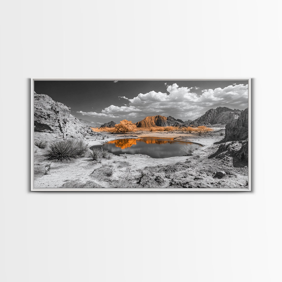 Desert Oasis Reflection Canvas Print Joshua Tree Art Southwest Wall Art Panoramic Art Above Sofa Art Gift Idea Rustic Wall Art